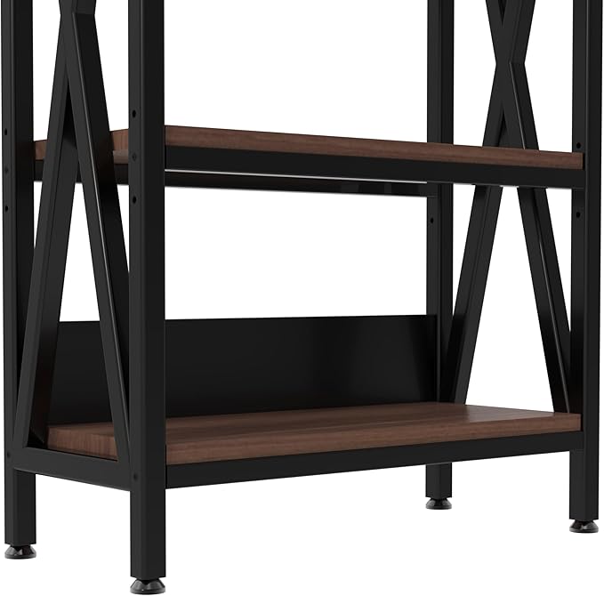 KEIKI 4-Tier Kitchen Bakers Rack with Storage, 55'' Microwave Stand, Bookcase Shelf Adjustable Shelves Freestanding, Bakers Rack for Kitchen, Garage, Pantry, Bathroom