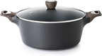 SENSARTE Nonstick Stock Pot with Lid, 2.6/4.5/6.6/8.5 QT Soup Pot Casserole Pot, Healthy Pasta Pot, Large Deep Cooking Pot, Big Sauce Pot Stew Pot, Induction Compatible, PFOA PFOS APEO Free, Black