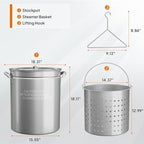 ROVSUN 62-Quart Stainless Steel Turkey Fryer & Seafood Boil Pot with Basket, Lid & Hook, Large Stock Pot for Outdoor Cooking of Turkey, Crawfish, Crab, Lobster & Shrimp