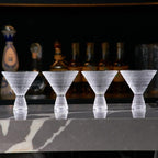 LEMONSODA Hobnail Pink/Clear Martini Glasses Vintage Cocktail Glasses (9oz) for Martini, Cocktail, Margarita, Cosmopolitan, Manhattan (Clear, Set of 6)