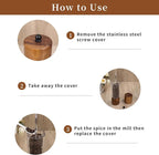 Acacia Wood Salt Grinder and Pepper Grinder Set Premium Acrylic Salt and Pepper Mill Set, Manual Salt and Pepper Mills- Wooden Shakers with Adjustable Ceramic Core 8 Inches 2 Pack