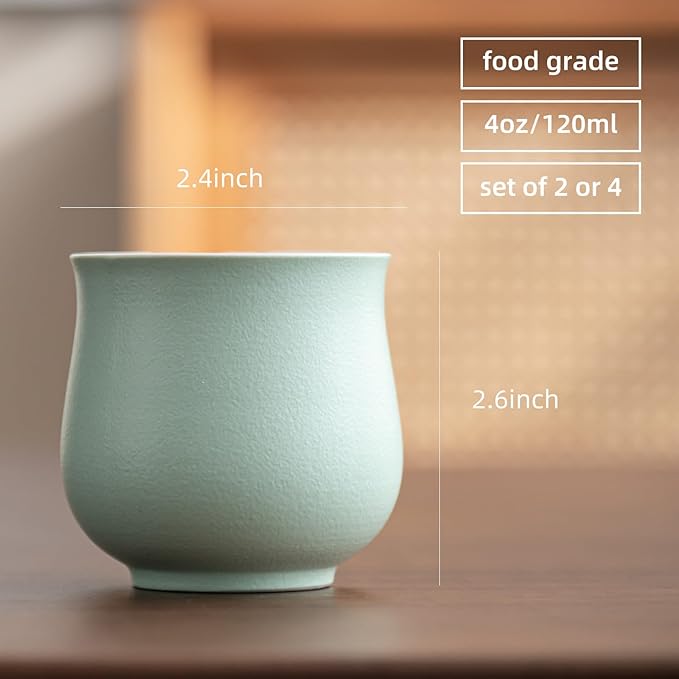 4-Oz Ceramic Espresso Cups Set - Multi-Color, Handle-Free Design for Home & Cafe | Dishwasher-Safe Stoneware Cups (brown, 2)