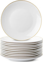 BTaT- White Dessert Plates with Gold Rim, Set of 12, 8", Porcelain, Small Plates for Appetizers, Small Appetizer Plates Ceramic, Dessert Plates Porcelain Dessert Plates Ceramic Dessert Plates