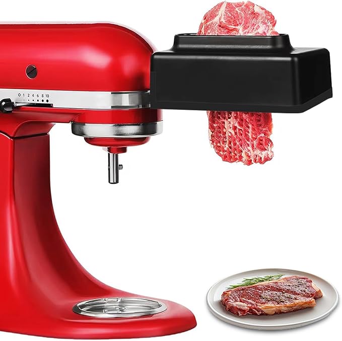 Meat Tenderizer Attachment for Kitchenaid, Updated Stainless Steel Gear Meat Tenderizer Machine, Compatible with All KitchenAid and Cuisinart Home Stand Mixers, for Tenderizing Beef/Pork/Lamb/Venison