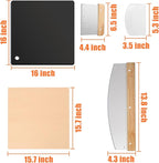Hisencn Pizza Steel for Oven and Grill, 16 x16 inch Square Ceramic Pizza Steel 1/4" Thick, With Pizza Cutter Rocker, Measuring Scale Scraper, Plastic Cutter & 20 Cooking Papers