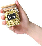 Glass Food Storage Jars Square 6oz, 16 Pack Glass Jars With Bamboo Lids, Kitchen Storage Containers For Spice, Candy, Cookie, Storage For Pantry Organizers