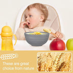 Wheat Straw Dinnerware Sets, Wheat Straw Plates and Bowls Sets for 4 Kitchen Dishes 28pcs College Dorm Room Essentials Cutlery Set Microwave Safe (Gray)