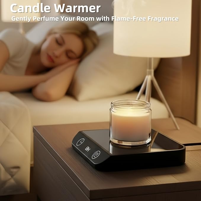 Coffee Mug Warmer, 20W Fast Heating & Constant Temperature Control, 6-Temp Settings, 1-12H Timer, Candle Warmer, Compatible with Various Cups for Coffee, Tea, Milk (Black)