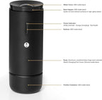 TIMEMORE Burr Coffee Grinder, Portable Electric Grinder with Metal Body, 30 Precise Settings for Espresso to French Press, Low Noise Design, Auto Stop & Clog Protection for Home & Outdoor Use (Black)