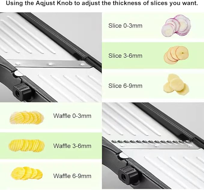 VEKAYA Mandoline Slicer for Kitchen, Stainless Steel Professional Vegetable Slicer with Adjustable Thickness, Ultra Sharp Blades, Safety Gloves & Food Holder, Ideal for Potatoes, Onions, Cucumbers