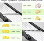 VEKAYA Mandoline Slicer for Kitchen, Stainless Steel Professional Vegetable Slicer with Adjustable Thickness, Ultra Sharp Blades, Safety Gloves & Food Holder, Ideal for Potatoes, Onions, Cucumbers
