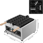 1800W Commercial Egg Bubble Waffle Maker, 12 Grids Electric Waffle Maker Non-Stick Stainless Steel Belgian Waffle Iron w/Time & Temper Adjustable|180°Rotating, Large Waffle Machine for Restaurant