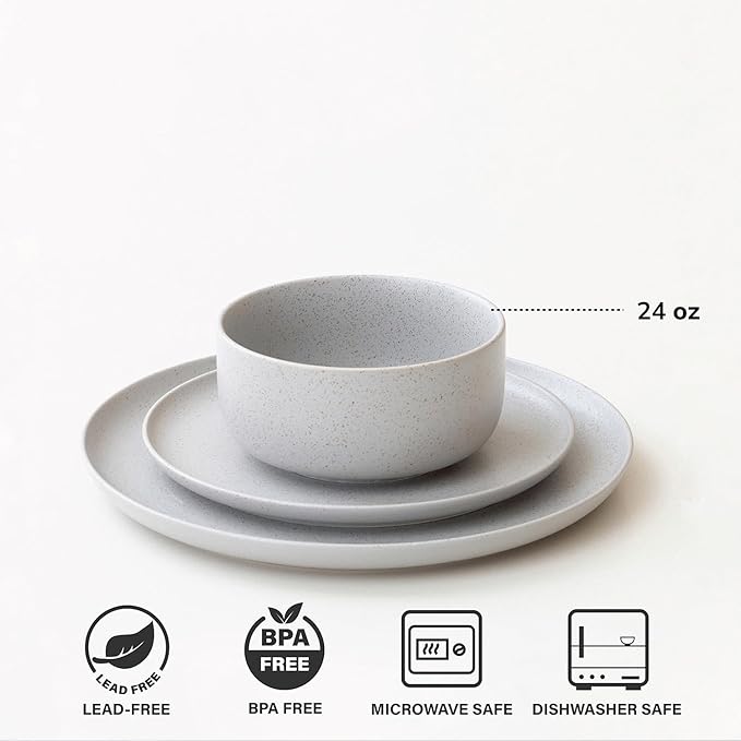 WENSHUO Cereal Bowls Set of 4, Modern Stoneware Bowls, Chip and Scratch Resistant, 24 oz (Sandstone Gray)