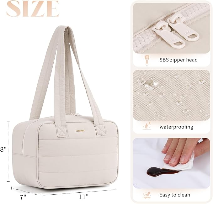 Lunch Bag Women，Freezable Lunch bag，Built-in Ice Pack Small Cooler，Womens Lunch Bags for Work ，Waterproof and Durable，Suitable for Work, Picnics, Travel, and Meal Preparation（Beige）