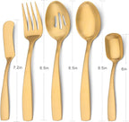 O.C.E. 5-Piece Matte Gold Serving Flatware Silverware Set, Utensil Set of Stainless Steel, Satin Finish, Hostess Tableware Serving Set, Dishwasher Safe