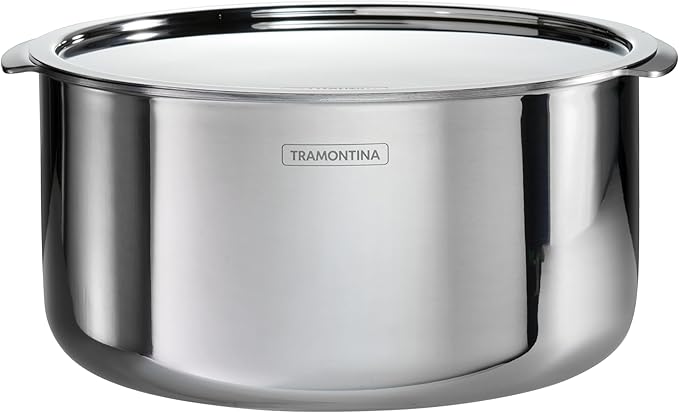 Tramontina Utsava 5.75-Quart Tri-Ply Clad Stainless Steel Tope with Lid, Large Patila Pot for Indian Cooking