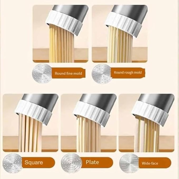 Idiyappam Maker Electric, 2025 New Summer Snow Idiyappam Maker, String Hopper Maker Electric, 5-in-1 Cordless Pasta Machine,Cutters and Sausage Stuffing Tube, with 5 Noodle Molds (White)