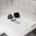 Hopegiver Stone Drying Mat for Kitchen Counter, 23.62"x15.35" Collapsible Quick Dry Dish Drying Mat, Super Absorbent Diatomaceous Earth Mat for Dishes Bottles Cups Bathroom, White with Sanding Block