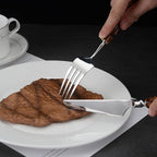 Wood Bamboo Silverware Set for 12 Cutlery Flatware Set Elegant Tableware Stainless Steel Cutlery Utensil Sets for Home Kitchen Restaurant Wooden Handle Dishwasher Safe 48 Pieces