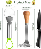 Avocado Slicer Tool,Stainless Steel Avocado Cutter Tool Set,Contains Avocado Knife,Avocado Masher and Fruit Knife,Used for Avacado Cutting and Peeling,is the Essential Masher Kitchen Tool.