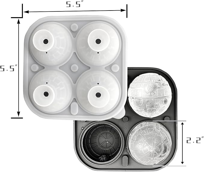 2.2" Sphere Ice Cube Molds Silicone 3D Big Ice Ball Maker Novelty Whiskey Ice Mold for Bourbon and Cola