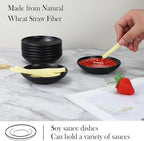 PYRMONT Wheat Straw Dipping Bowls, 2 Oz Soy Sauce Dish & Bowl, Small Dipping Sauce Bowls Set of 8, Mini Appetizer Plates for Side Dishes,Ketchup,BBQ, Party, Condiments Serving Bowl Set - Black