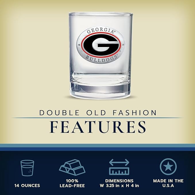 Heritage Pewter Georgia Double Old Fashion | Double Rocks Glass 14 OZ for Liquor | Expertly Crafted Pewter Glass