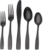 Matte Black Silverware Set, Satin Finish 30-Piece Stainless Steel Flatware set, Tableware Cutlery Set Service for 6, Utensils for Kitchens, Dishwasher Safe