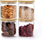 SIXAQUAE Glass Food Storage Containers Jar Seal Bamboo Lids 4 Packs 600ml Airtight Canister Organization Sets Stackable…