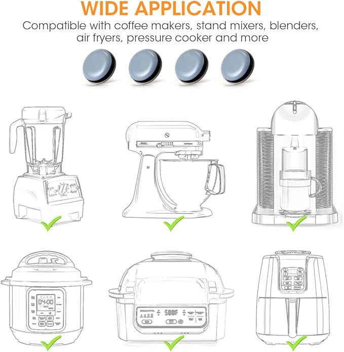 Aieve Appliance Sliders, 16 Pcs Self Adhesive Appliance Slider for Easy Moving & Space Saving, Small Countertop Rollers Kitchen Hacks Mixer Accessories