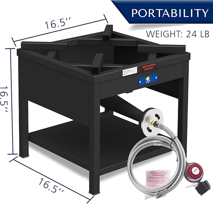 ARC 40QT Seafood Boiling Kit, 200,000BTU Propane Burner with Stainless Steel Crawfish Boil Pot w/Basket and Steamer Rack, For Outdoors Cooking and Steaming, Large Turkey Fryer Pot, Lobster Shrimp Pot