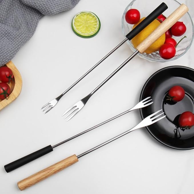 Kichvoe 12Pcs Stainless Steel Fondue Forks - Long Handle Chocolate Forks, Cheese Fondue Dipping Tool, Fruit Dessert Sticks for Chocolate Fountain, Bbq, Marshmallows, and Cheese, 10.23inch