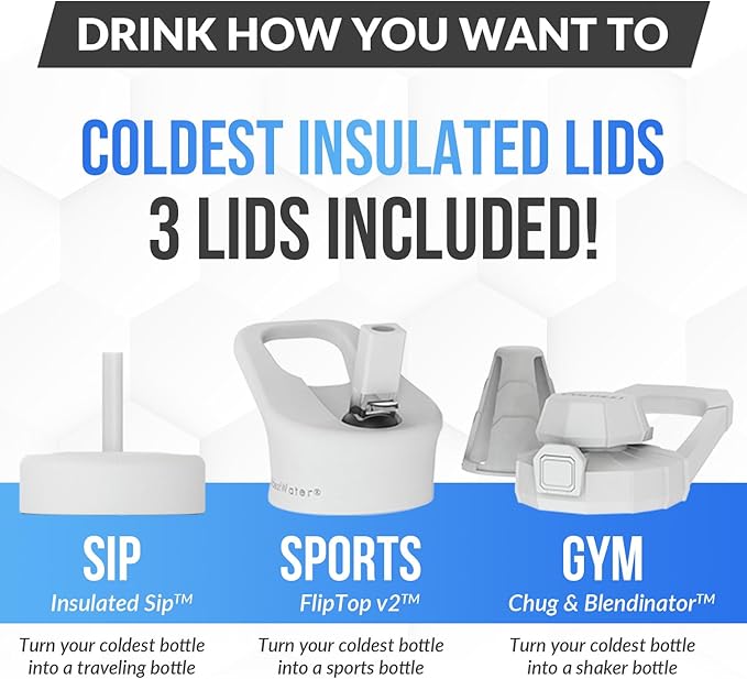 Coldest Tumbler with Handle and Straw Lid | 3 Lids Insulated Reusable Stainless Steel Water Bottle Travel Mug | Gifts for Women Him Her | Limitless Collection (46 oz, Cosmic Ice Glitter)