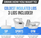 Coldest Tumbler with Handle and Straw Lid | 3 Lids Insulated Reusable Stainless Steel Water Bottle Travel Mug | Gifts for Women Him Her | Limitless Collection (46 oz, Cosmic Ice Glitter)