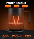 Heated Coffee Mug T1-14oz Fast Heating & Longer Battery Life Self Heating Coffee Mug Hot to 149℉ - Touch & App Controlled Mug Coffee and Hot Beverage Warmer, Gifts for Women and Men