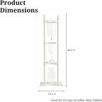 Nispira Cold Brew Drip Tower Iced Coffee Maker Glass Wooden Stand 25 Cups white