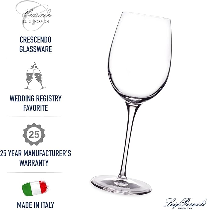 Luigi Bormioli Crescendo Bordeaux Wine Glasses, Set of 4-20 Oz. Lead-Free Crystal with Titanium Reinforced Stems - Laser Cut Rims, Seamless Design & Flat Foot - Made in Italy, Dishwasher Safe