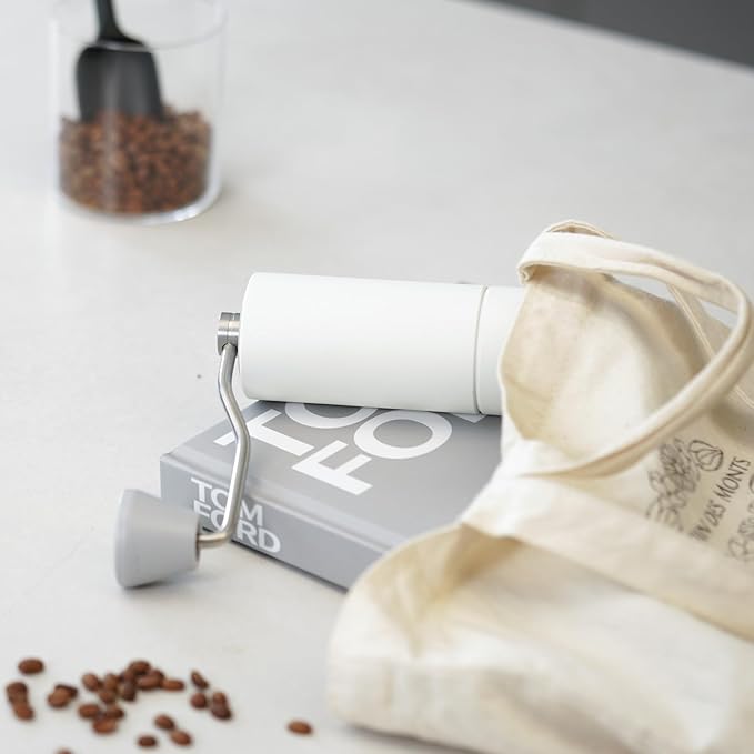 TIMEMORE Manual Coffee Grinder with Stainless Steel Conical Burr Coffee Grinder Chestnut C2 Internal Adjustable Setting Capacity 20g Pour Over Coffee for Travel, Camping, Home White