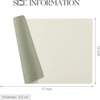 MOSAYT Vinyl Placemats Set of 8, Heat Resistant Place Mats 100% Waterproof Washable & Wipeable Faux Leather Reversible Table Mats for Kitchen Dining Party Indoor Outdoor, 12" x 17", Beige/Sage Green