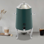 Coffee Urn with Fuel Holder 3.5 Gal/13L, Stainless Steel Beverage Dispenser Hot Drink Dispenser with Stand, Tea Water Coffee Chafer Urn for Parties Buffet Catering Commercial Home (Silver, Green)