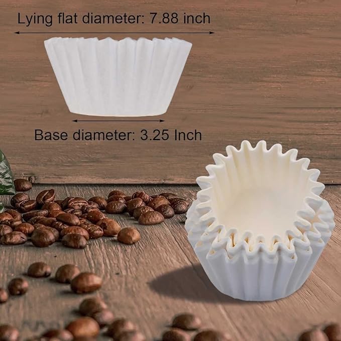 Coffee Filters 8-12 Cup, 7.875 inch x 3.25 inch, 200 Count Basket Coffee Filters, White Disposable 8 to 12 Cup Coffee Filter Paper