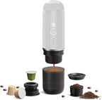 Portable Electric Espresso Machine, Travel Coffee Maker for Camping, Car Coffee Maker Self-Heating with USB-C, With Ground Coffee & NS Capsule for RV, Hiking, Office (White)