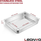 Leonyo Rectangular Cake Pan for Baking, 10.5 x 8 x 2 Inch Stainless Steel Baking Sheet Tray, Deep Lasagna Pan for Toaster Oven, Focaccia, Fish, Chicken, Casserole Dish