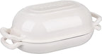 Enameled Cast Iron Sourdough Bread Oven, Dutch Oven, Loaf Cast Iron Bread Pan for Homemade Bread Baking, Meatloaf Pan with Lid, 5QT, White