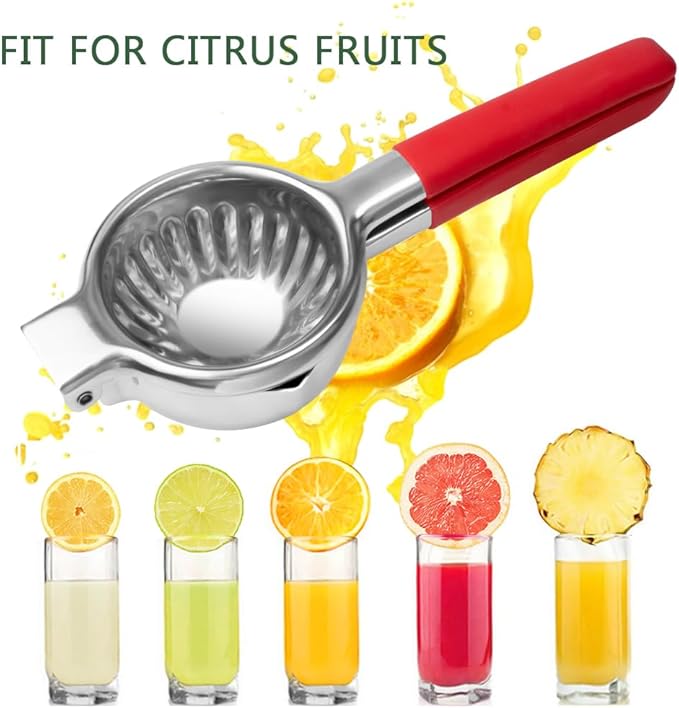 Lemon Squeezer Stainless Steel Citrus Juice Press Squeezer for Lemons and Limes with Silicone Handles Manual Juicer
