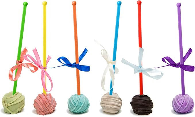 100 Pieces Disposable Plastic Round Top Crystal Swizzle Sticks (Rainbow Color)