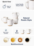 LE TAUCI Coffee Mugs 12 oz, Ceramic Coffee Cups for Latte, Hot Tea, Cappuccino, Mocha, Cocoa, Housewarming Wedding Present Mug Set - Set of 4, Arctic White