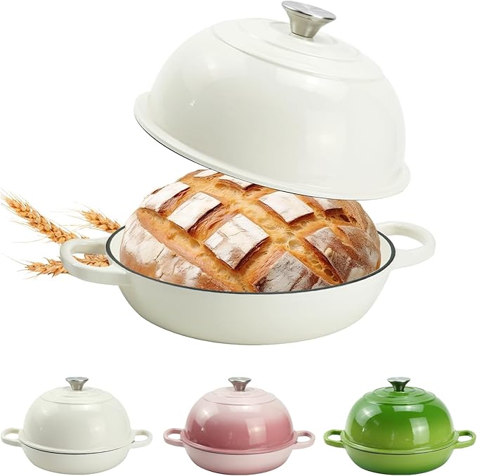 DVK Dutch Oven Pot with Lid for Sourdough Bread Baking Enameled 6 Qt Cast Iron Dutch Oven for Resistant Stovetop and Oven Safe