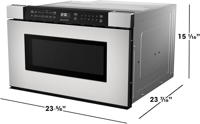 SHARP SMD2440JS Microwave Drawer Oven, 24-inch, 1.2 Cubic Feet, 950 Watt, Angled Touch Control Panel, Stainless Steel