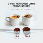 2PCS Coffee Scoop Set,1 Tbsp (15ml) & 2 Tbsp (30ml) Coffee Measuring Spoons,for measuring ground coffee, protein powder, tea,Silver long-handled measuring spoon,for deep jars,coffee bags.